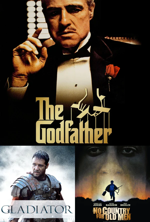 The Godfather - Gladiator - No Country for Old Men VUDU HD or iTunes HD Bundle